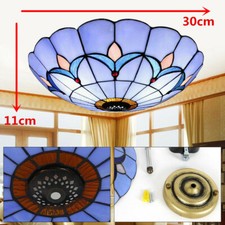 12 Tiffany Style Stained Glass Flush Mount LED Ceiling Light Lamp Fixture