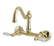 Kingston Brass Farmhouse Kitchen Faucet Wall Mount w/Basket Strainer  NEW