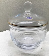 Bohemia Lead Crystal Covered Candy Dish with Gold Faceted Finial — listing 6