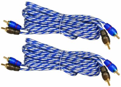 (2) Rockville RTR122 12 Foot 2 Channel Twisted Pair Car RCA Cables, 100% Copper