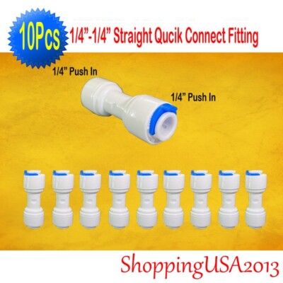 10 Pcs 1/4-1/4'' Quick Connect Push In Connector Fittings Water Filter System