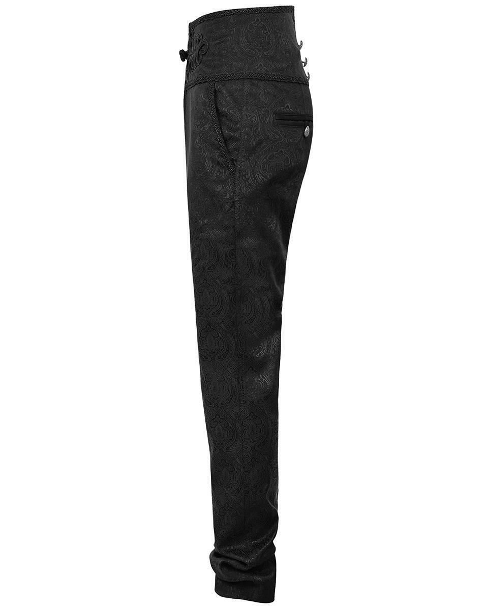 Darkrock Men's Apocrypha Trousers – Steampunk Black Brocade Pants – Vintage Gothic Victorian EMO – Size XL, 34 Waist