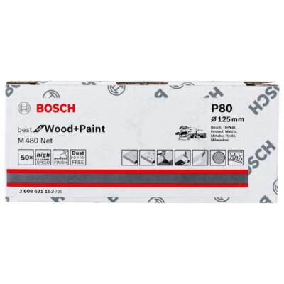 Bosch Netzstruktur-Schleifblätter M480 Net Ø125 K80 50er Pack, 2608621153