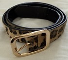 Bershka Leopard Print Faux Fur Belt Gold Tone Buckle Size 75 UK 30