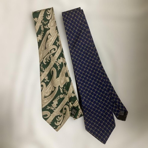 Hugo Boss Lancel Necktie Set Wide 9cm Blue or Patterned Used
