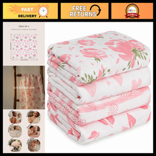 Soft Cotton Muslin Swaddle Blankets 4Pk Large 35"x40" Baby Receiving Blankets,