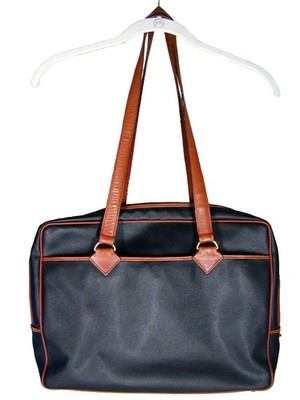 Vintage BOTTEGA VENETA Marco Polo Leather Canvas Shoulder Laptop Bag Tote