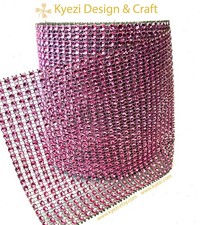 4.75" x 1 3 5 YD Light Pink Rhinestone Diamond Mesh Wrap, 24 Row Sparkle Crystal