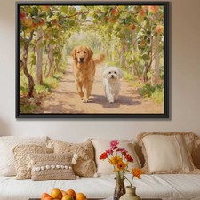 Golden Retriever Dog Canvas Print Oil Painting Farmhouse Wall Decor Animal Art