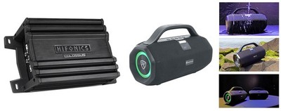Hifonics HCM-400.4D 400 Watt 4-Channel Car Amplifier+Portable Bluetooth Speaker