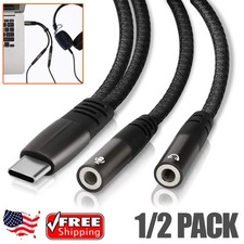 2 USB C Microphone Adapter, USB C to 3.5mm Combo Hi Fi Audio Mic Jack Splitter