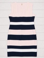 Tommy Hilfiger Pink And Navy Striped A Line Dress With Zipper Back Closure