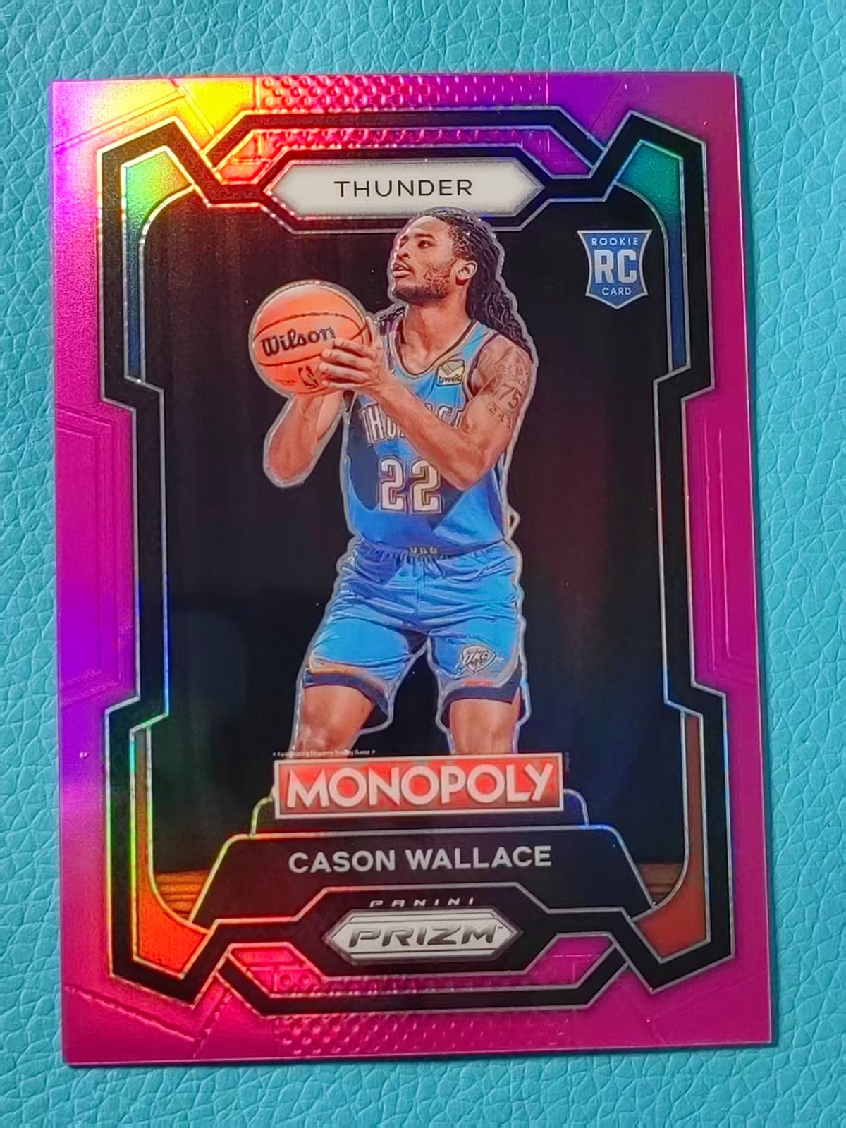 Cason Wallace 2023-24 Panini Prizm 070/149 Monopoly Pink RC Thunder #63
