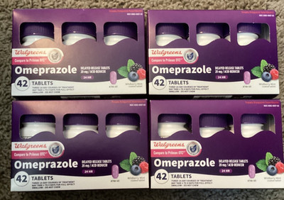 4 Pack-Omeprazole Delayed Release Tablets 20 mg, Acid Reducer, Treats Heartburn