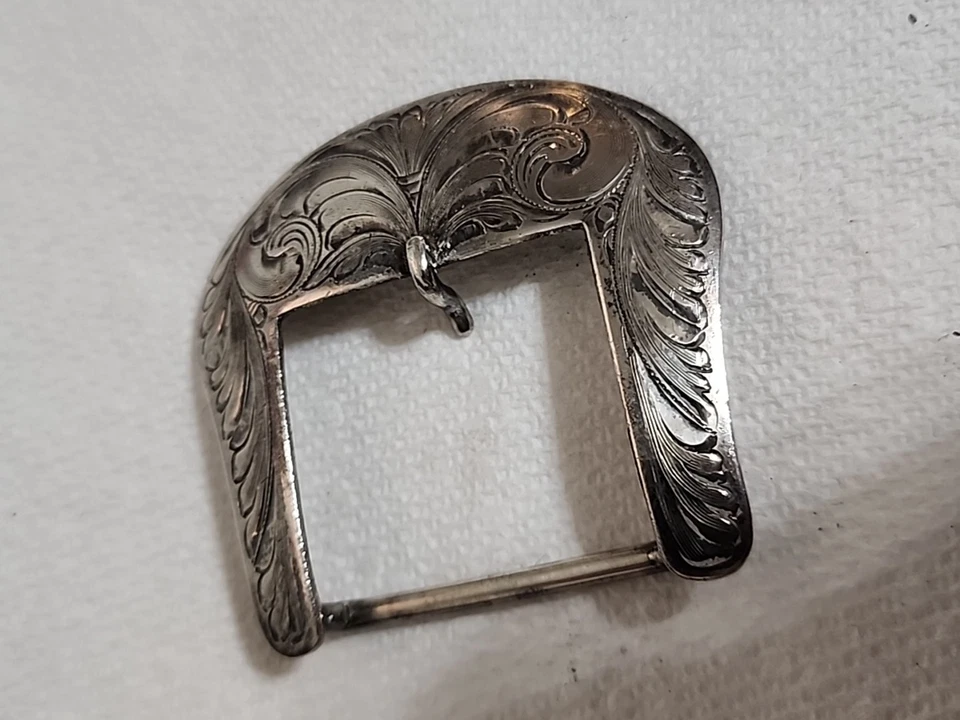 VOGT Sterling Silver LARGE 1 1/2" Ranger Belt Buckle Set Fully Hand Engraved - Image 2 of 4