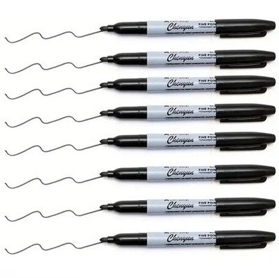 12pcs Black Permanent Marker Pens Fine Tip Waterproof Quick Dry Ink**