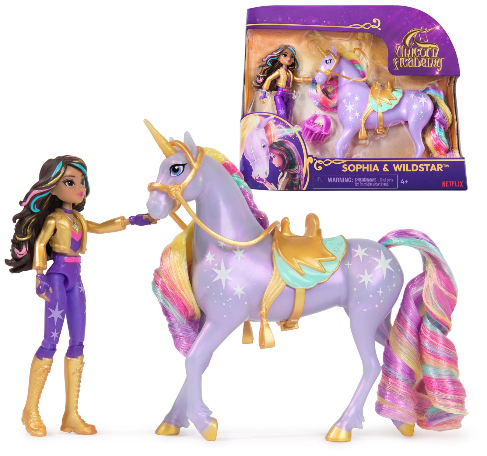 Unicorn Academy, Sophia & Wildstar Set with 2 Riding 1, Multicolor