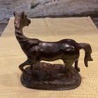 Vintage bronze tone cast metal horse figurine oval base @ 9” mid-century decor — photo 5