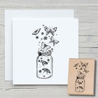 Stempel Schmetterlingsglas - Motivstempel Holzstempel Scrapbooking Karten Tiere