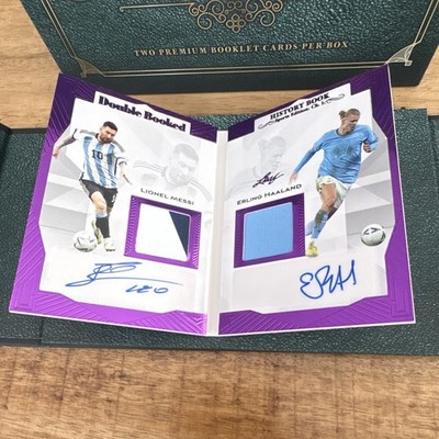 Leaf History Book Lionel Messi Erling Haaland Autograph Game Used 10/10 Messi #