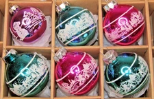 Lot Modern VTG Glass Pictured SNOWMAN SANTA Small BALL Christmas Ornaments Rauch