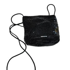 Vintage Women's Party Black Mesh Pouch Small Crossbody Handbag