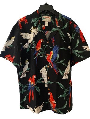 Vintage 90s Paradise Found Aloha Shirt L| Hawaii Parrot Cockatoos Palm Tropical