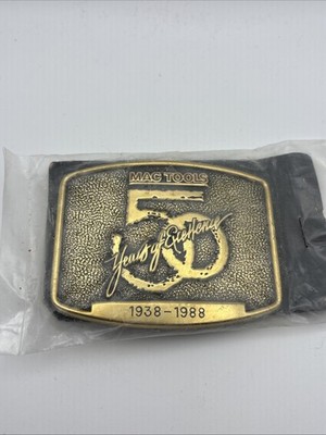 Vintage 1988 MAC Tools 50th Anniversary Bronze Metal Belt Buckle USA 3.25  NEW