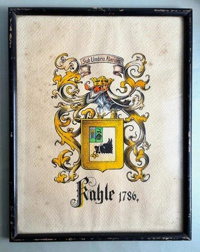 Emblem of The Family Bald 1786, Hand Painted Heraldry