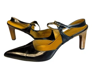 Escarpins vintage Gucci Scarpa Aperta Pelle bride cheville pointure 39,5/9,5 hauteur talon 3,5"