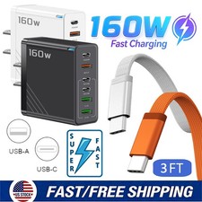 160W 6-Port Fast Charging USB Type C QC3.0 For Samsung iPhone Android Phone