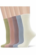SERISIMPLE Women's Soft Thin Viscose Bamboo Crew Socks, Fit Stretchy Casual 5 Pk