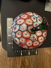 Murano-style Millefiori paperweight glass apple green stem leaf — photo 6