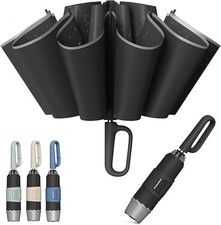 Reverse Folding Windproof Umbrella UPF50 with Ring Buckle and Reflective Strip