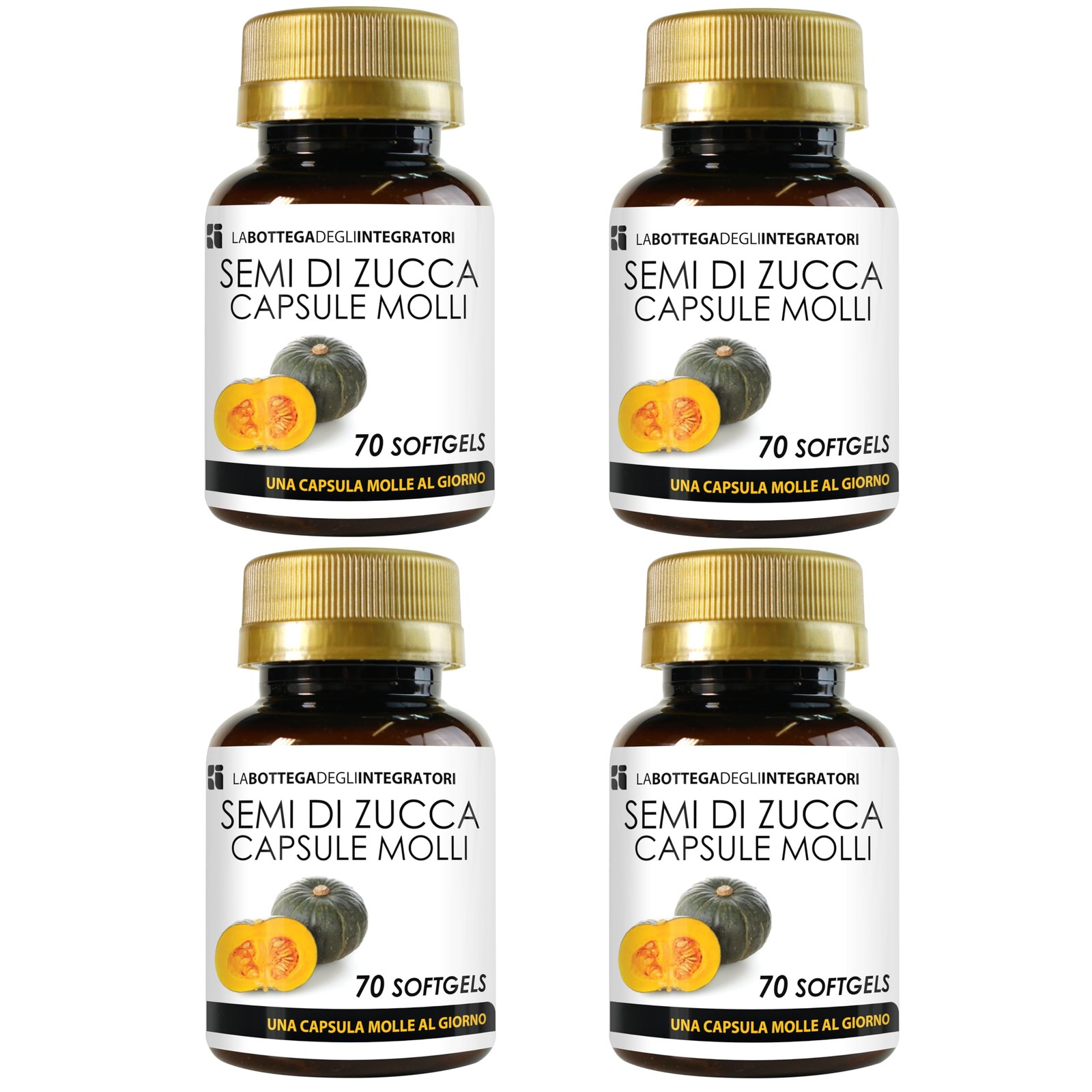 Semi di Zucca 280 Softgels Perle con Olio Spremuto a Freddo titolato in Omega 3