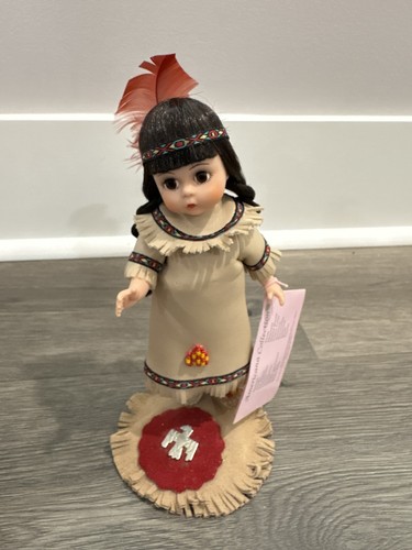 Pocahontas Vintage Madame Alexander 1992 8” Doll #318. Decorative Stand Included