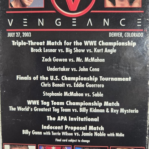 WWE Vengeance 2003 VHS 2003 Wrestling WWF Undertaker Brock Lesnar McMahon VTG - Picture 3 of 6
