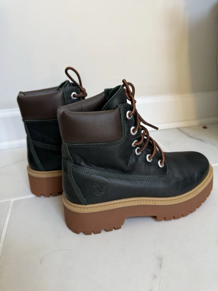 New Without Box Timberland Women’s Size 8 Waterproof Green Leather Boots Shoes - Image 2 of 3