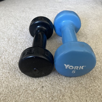 #ad York Barbell Vinyl Coated Fitbell Dumbbell 5LB 3LB Durable Anti Roll Anti Slip $6.49