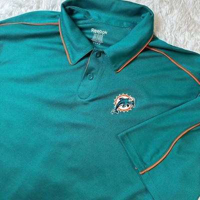 Reebok Miami Dolphins Polo Shirt Men's Large Teal NFL Team GOLF Performance