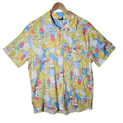 The Simpsons Button Up Shirt Sz XL All Over Print 20th Century Fox Matt Groening