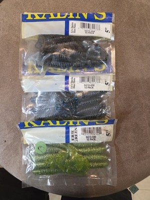 Kalin's Soft Plastic Worm Ed's Smoke Blue Flake/Erie Green 5in 10pk 5G10