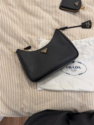PRADA Re-Edition Shoulder Bag Black Saffiano Leather