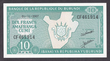[UNC] 2007 Burundi 10 Francs P-33e [B3]