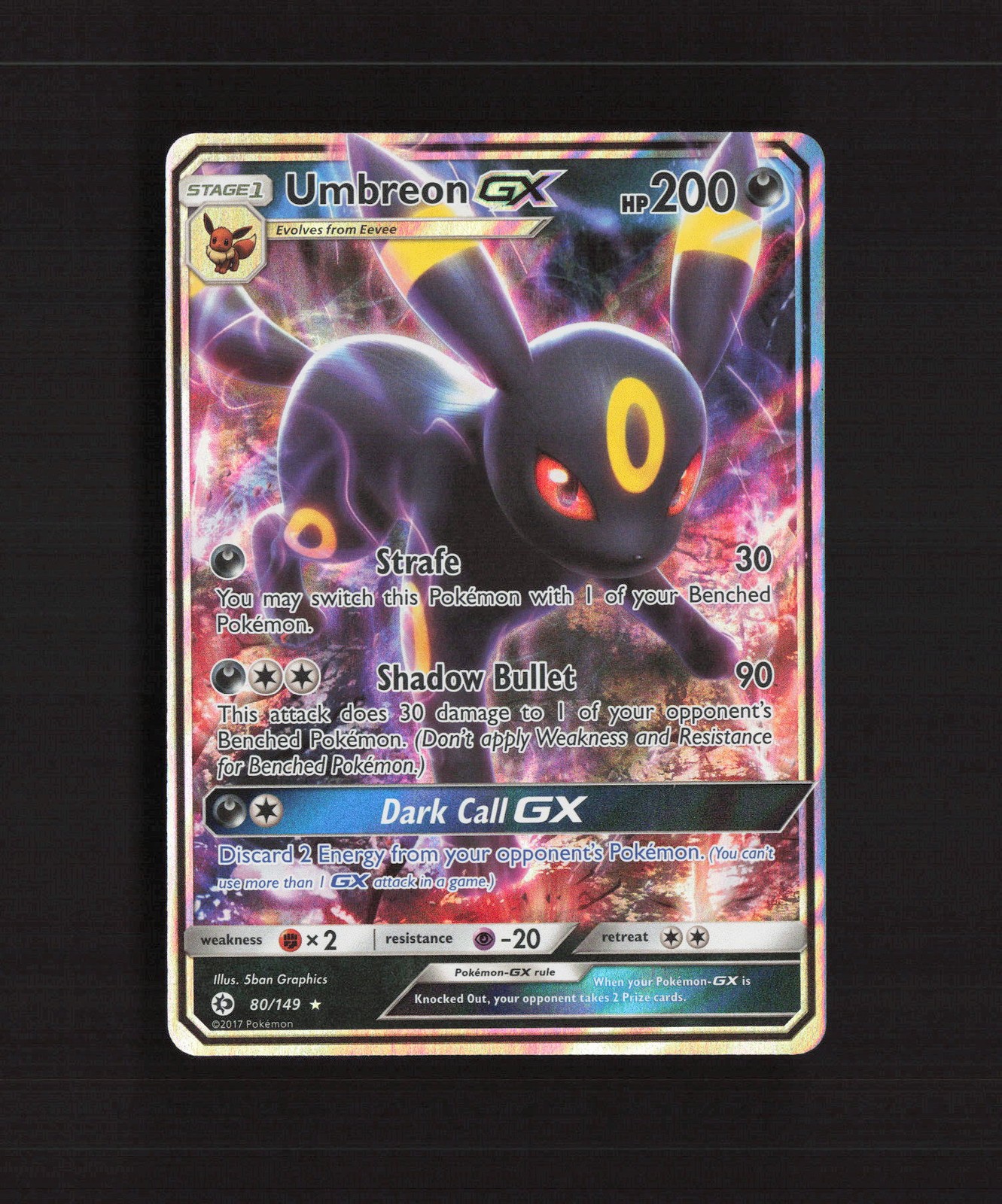 Umbreon GX 80/149 Sun & Moon Ultra Rare Holo Pokemon Card LP+