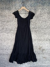 Reformation Dress Womens 2 Black Ruffle Hem Flutter Sleeve Scoop Neck Made USA