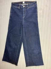 Gap Size 4 27T Tall High Rise Wide Leg Crop Womens Jeans Raw Hem Stretch