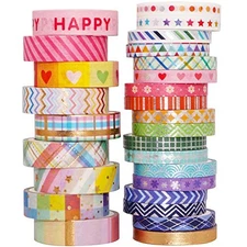  Bright Mix Gold Washi Tape Set VSCO Foil Masking Tape Decorative for Arts, 