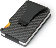 Men's RFID Blocking Slim Money Clip Carbon Fiber Wallet ID Credit Card Holder