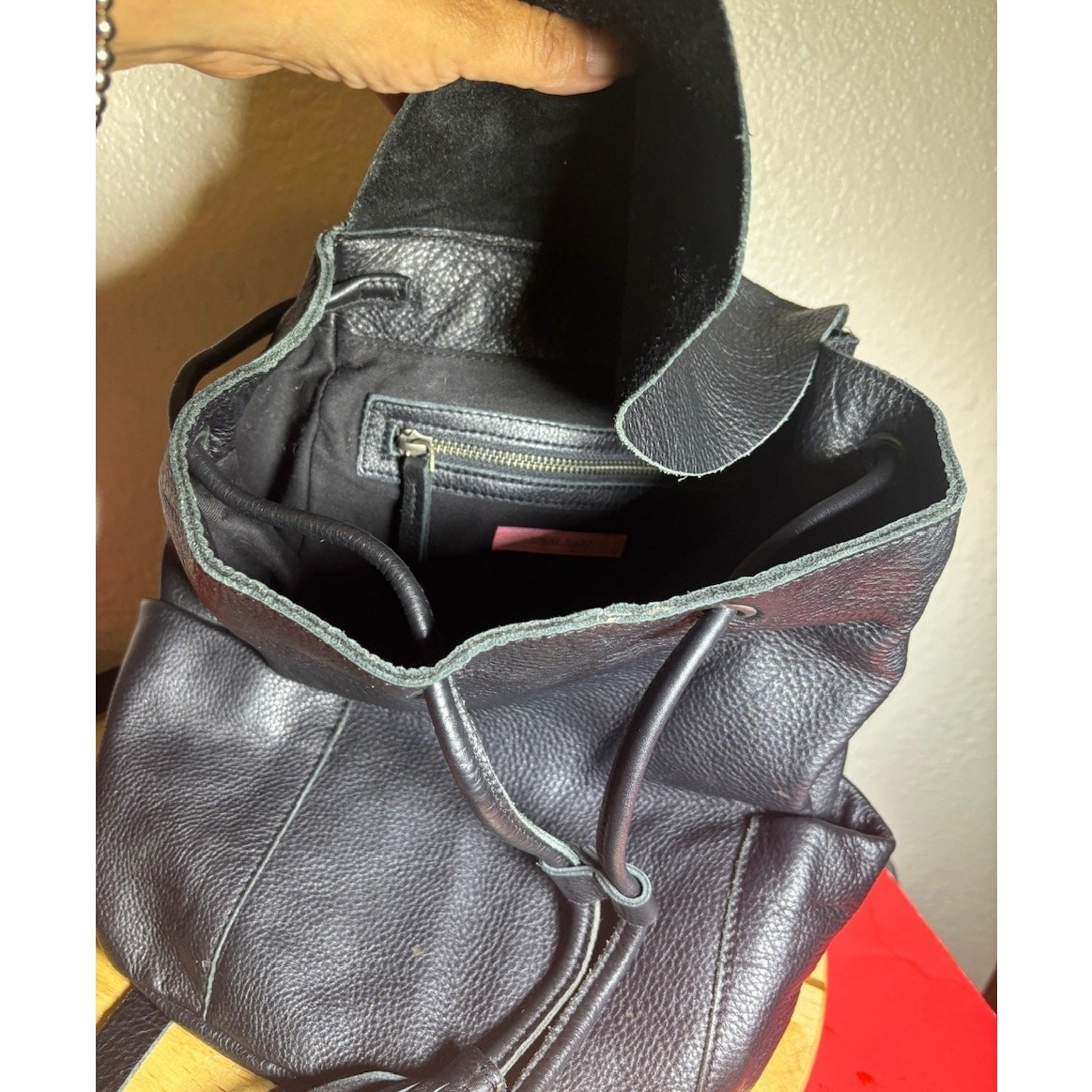 White Stuff Black Leather Medium Backpack - image 10